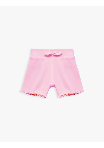 Koton Kaşkorse Pamuklu Fiyonklu Mini Şort Pembe 5skg40058ak Gül