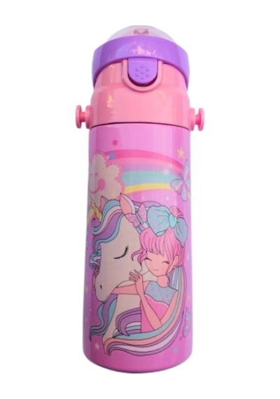 Askılı Pipetli Çelik Suluk Matara 550 Ml Uni Açık Pembe Pembe