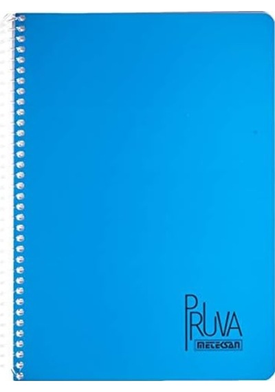A4 Pet Spiralli Karton Kapaklı Defter 144 Yaprak - Çizgili - Mavi 103 Ivory