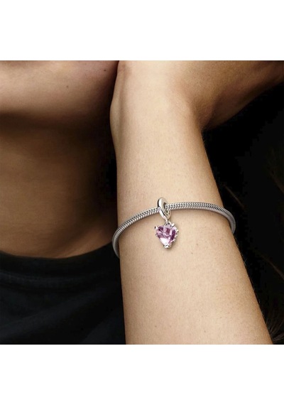 Nur Silver Pembe Aile Ağacı Ve Kalp Sallantılı Charm Nur-cm00453 Gümüş