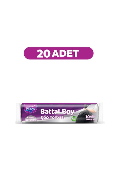 Ekstra Dayanikli 10'lu Çöp Torbası Battal Boy 72 X 95 Cm Yirmi Paket