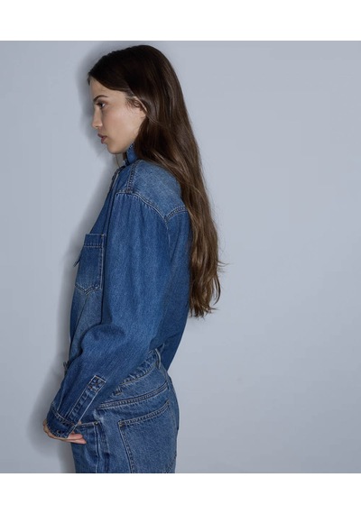 İpekyol Çıkarılabilir Fularlı Denim İndigo Kadın Gömlek Iw6260025145