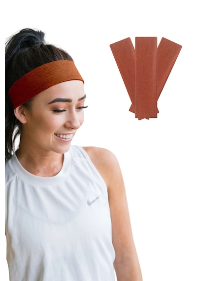 3lü Saç Bandı Pamuk Kadın Bandana Likra Spor Kafa Bandı Y.turuncu Bakır