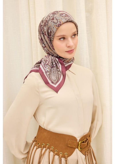 Silk Home Arve Eşarp Noa Mürdüm 90x90 Çok Renkli