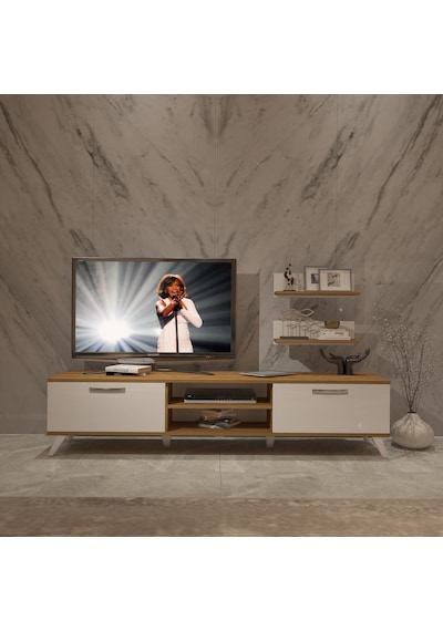 Decoraktiv Eko 4 Mdf Dvd Retro Tv Ünitesi Tv Sehpası Pera - Beyaz
