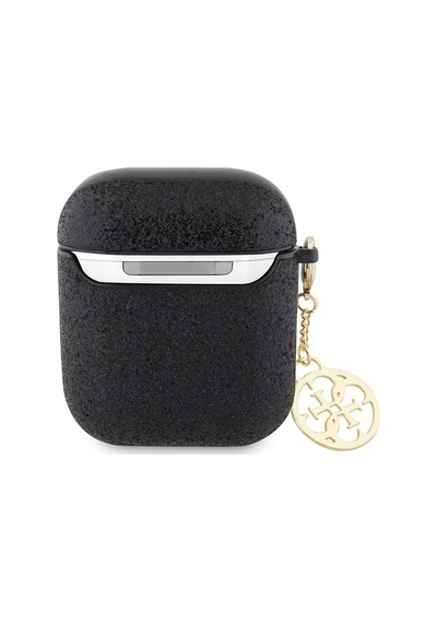 Apple Uyumlu AirPods Kılıf Guess Glitter 4g Charm Exclusive Tasarım Siyah