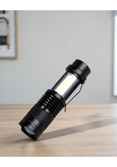 Şarjlı Led El Feneri, 14500 Pil Dahil, 4 Işık Modlu, Mini