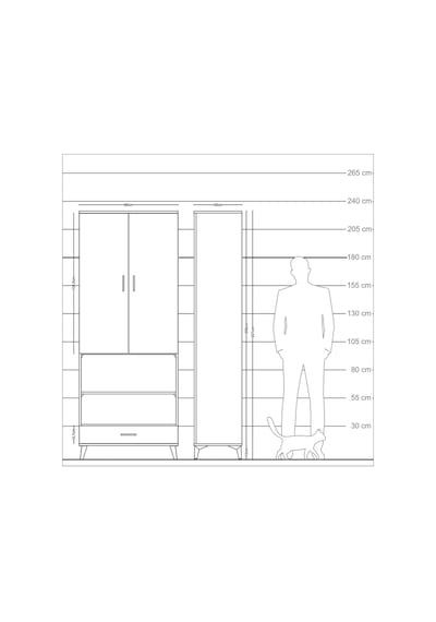 Arges Dolap 4 Raflı Tek Çekmeceli Tek Askılı 88x30x221 Çam-çam Çam