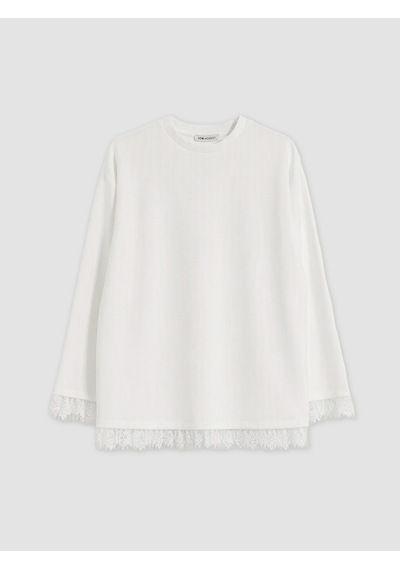 Lcw Modest Beyaz Soft Touch Kadın Sweatshirt Tunik