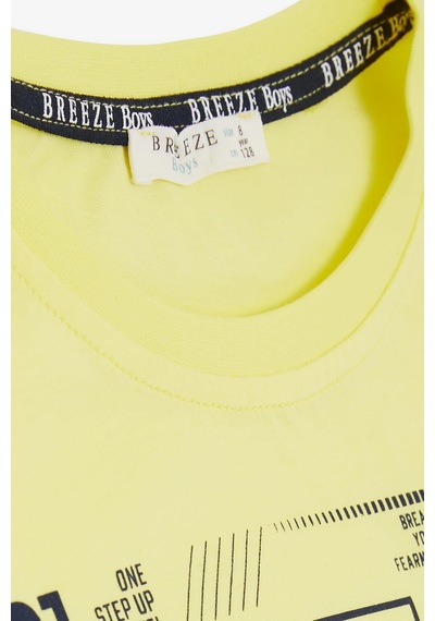 Breeze Girls & Boys Erkek Çocuk Tişört Yazı Baskılı 8-14 Yaş, Neon Sarı-neon Sarı