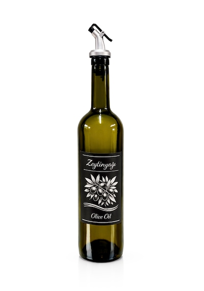 Korumalı Standlı Zeytinyağı Ve Ayçiçek Yağı Şişesi Seti, Etiketli Ve Yağdanlıklı, 750 Ml, 2 Adet Gri