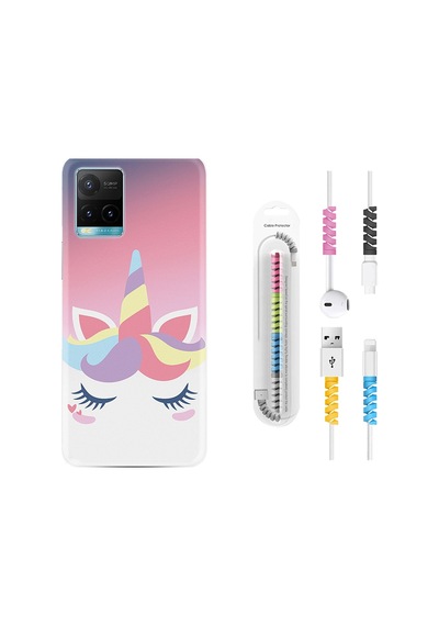 Vivo Y21S Kılıf Kablo Koruyuculu Sweety Unicorn 1737