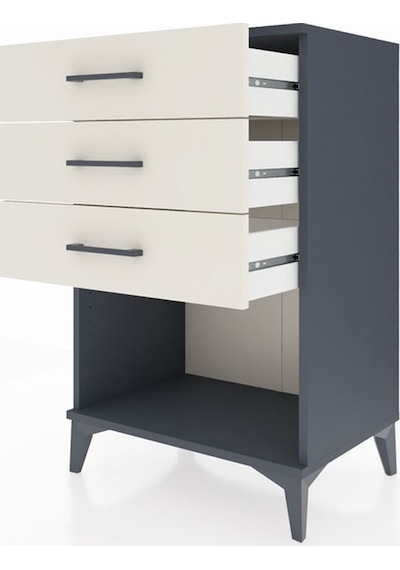 Hyperion Komodin 3 Çekmeceli 60x44x96 Antrasit-aytaşı Antrasit