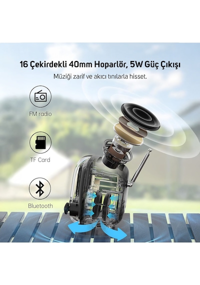 Divoom Tiivoo-2 Fm Radyolu Mini Bluetooth Hoparlör, Kablosuz Piksel Ekranlı Retro Taşınabilir Ses Bo