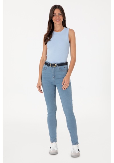 U.S. Polo Assn. Kadın Açık Mavi Skinny High Waist Fit Pantolon 50307834-DN0013