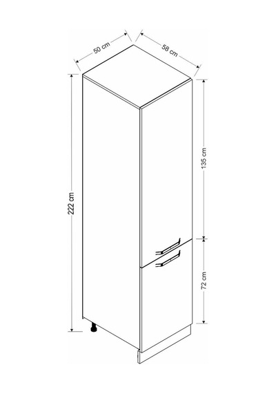 Minar 50 Cm Mutfak Boy Dolabı - Beyaz/antrasit D50-a1