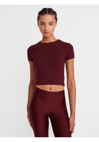 Dilvin 31906 Vücuda Oturan Kısa Kollu T-shirt-bordo Bordo