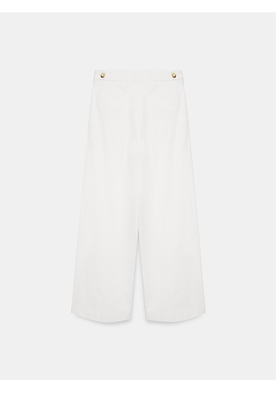 Dilvin 72720 Pensli Geniş Paça Pantolon-beyaz