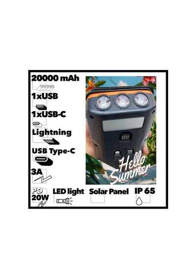 Güneş Enerjili 20000 Mah Powerbank Solar 4 Panel Su Geçirmez Hızlı Pd 20w Hızlı Şarj