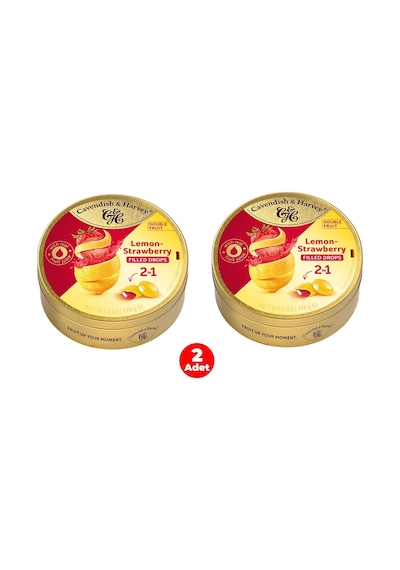 Cavendish & Harvey Double Fruit Drops Çilek Dolgulu Limon Aromalı Şeker 2 Adet