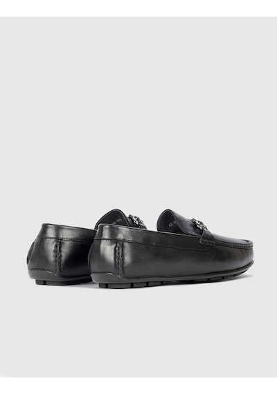 Cabani Hakiki Deri Siyah Erkek Loafer Siyah
