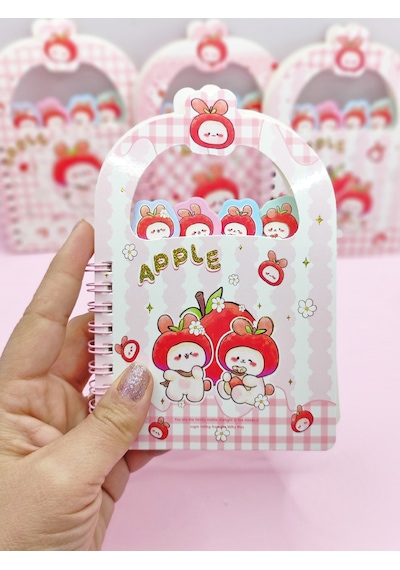 Apple Elma Tavşan Ayraçlı A6 Not Defteri 10x15 Cm - Tatlı Tavşanlar