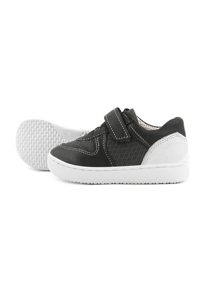 Rakerplus Bob Hakiki Deri Siyah Barefoot Cırtlı Lastikli Bebek Sneaker Ayakkabı Siyah