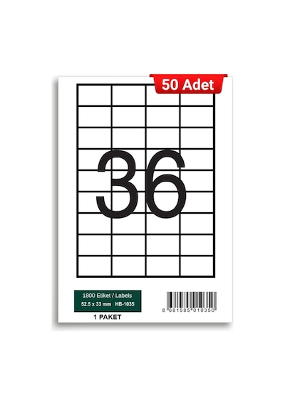 Herboy Hb-1035 52.5 X 33 Mm A4 Laser Etiket 50 Adet