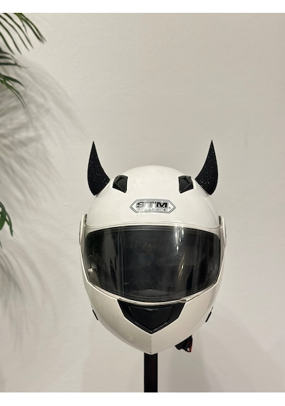 Motor & Motosiklet Siyah Simli Şeytan Boynuzu Kask Dış Aksesuar Diğer