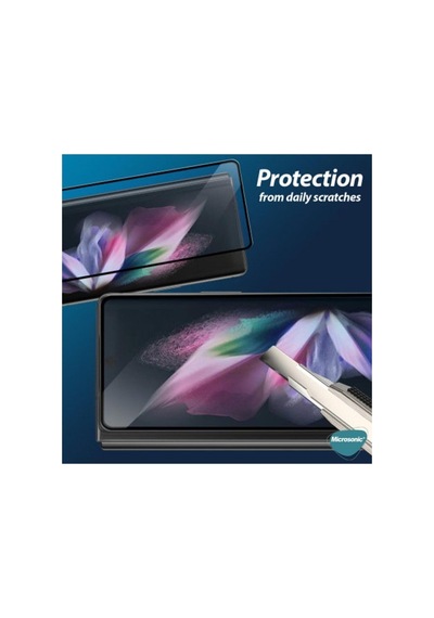 Samsung Galaxy Z Fold 3 Tam Kaplayan Temperli Cam Ekran Koruyucu Siyah