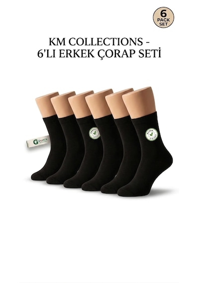 Km Collections 6'lı Set Uzun Bambu Erkek Çorap Siyah