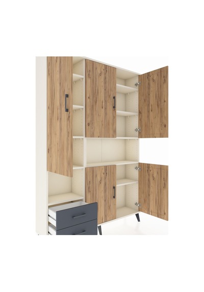 Arges Dolap 10 Raflı 2 Çekmeceli 5 Kapaklı 132x30x195 Aytaşı-çam/antrasit Atlas Çam/antrasıt