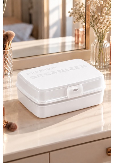 Porsima 1192 Premium 12 Bölmeli Çok Amaçlı Organizer Saklama Kabı Beyaz