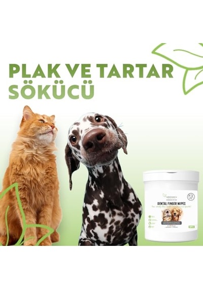 Bitkisel İçerikli Kedi Köpek Diş Mendili 50 Adet Tartar, Ağız Kokusu Giderici Diş Beyazlatıcı Parmak Mend