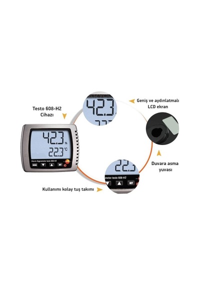 Testo 608-h2 Sıcaklık Ve Nem Ölçer Çok Hassas Alarmlı