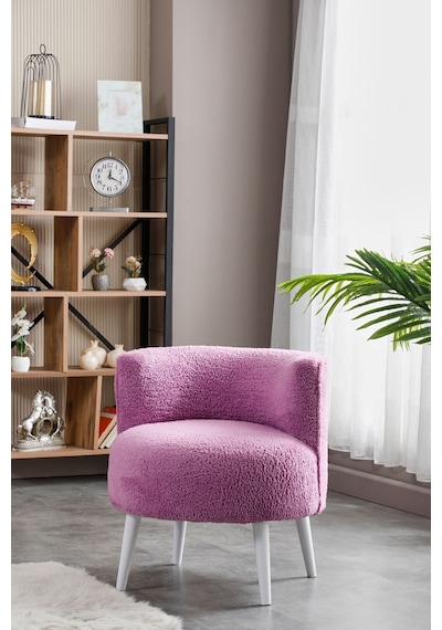 Azra Mobilya Sydney Berjer Puf İkili Set - Tekli Koltuk - Berjer - Ofis, Balkon, Kafe, Bahçe, Salon Mobilyası Mor