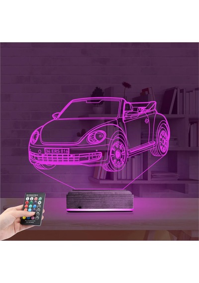 Luvivia Beetle Vosvos Araba Kişiye Özel 3d Lamba - Masa Gece Lambası Şeffaf
