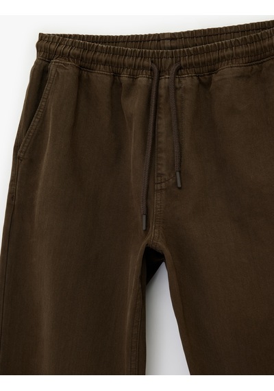 Koton Regular Fit Cepli Beli Bağcıklı Bol Baggy Jean Pantolon Kahverengi 6sam40213nd Kahverengi