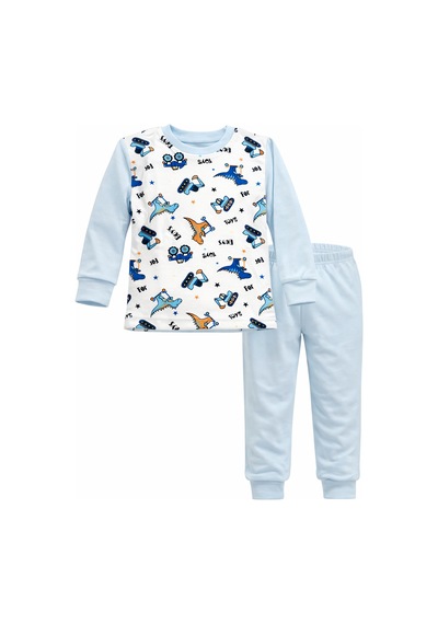 Remsa Çocuk Pamuklu Desenli Pijama Takımı 6068-06 Bebe Mavi Bebe Mavi