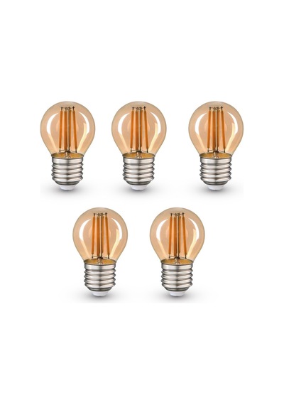 Dekoratif Ampul E27 4w Amber Sarı Işık 5 Adet