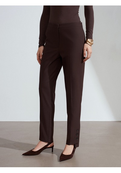 Dilvin 72258 Düğme Detaylı Pantolon-kahve Kahve