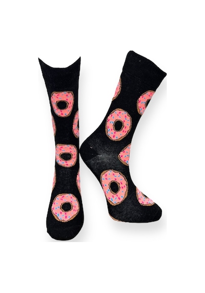 Me-vo 5'li Unısex Donut Tasarımlı Esnek Nem Alabilen Pamuklu Spor Soket Çoraplar Çok Renkli