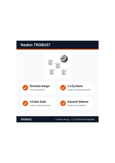 Trobus Alüminyum Sibop Kapağı Kral Tacı Model 4'lü Krom
