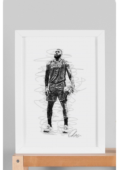 Lebron James Çerçeveli Tablo Nba Basketbol - Estetik Poster