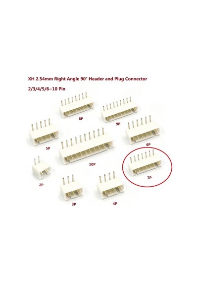 7 Pin Jst-xh 2.54 Tunik Konnektör Erkek Eğik 90