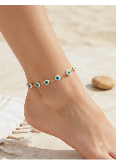 Akfecan Çelik Nazar Boncuklu Model Halhal Altın