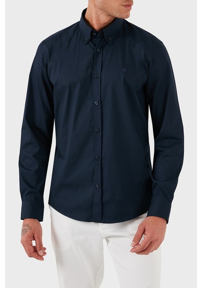 Boss Pamuklu Slim Fit Düğmeli Yaka Uzun Kollu Gömlek Erkek Gömlek 50545227 404 Lacivert