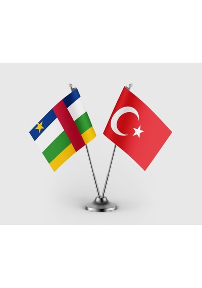 Orta Afrika Cumhuriyeti Bayrağı Ve Türk Bayrağı İkili Saten Masa Bayrağı Takımı Diğer