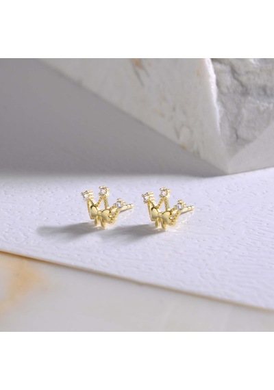 Goldkupe 14 Ayar Altın Taşlı Taç Küpe 0,90 Gr-4022