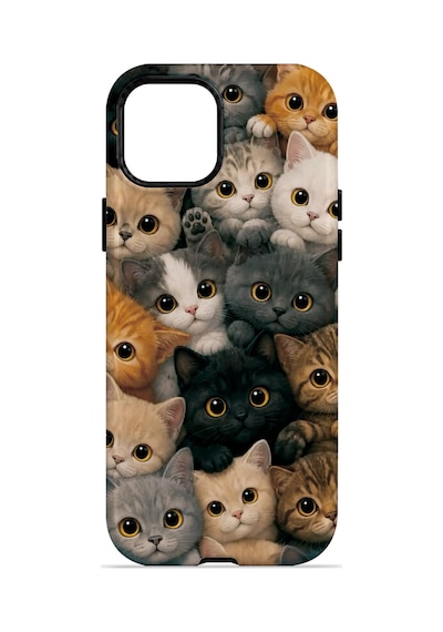 Velvoria Valestra Kedi Kalabalığı Apple iPhone Uyumlu 12 Pro Darbe Korumalı Kılıf Valestra Select - Kedi Kalabalığı